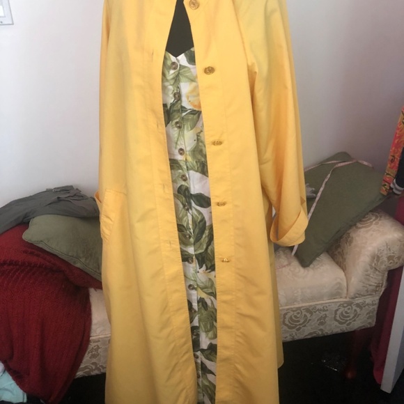 ✨ Vintage Designer Albert Nipon Long Yellow Duster/Trench - Picture 4 of 14